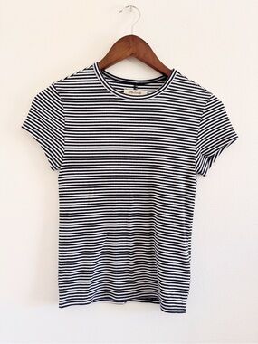 Madewell Striped Black and White Crewneck Tee XS